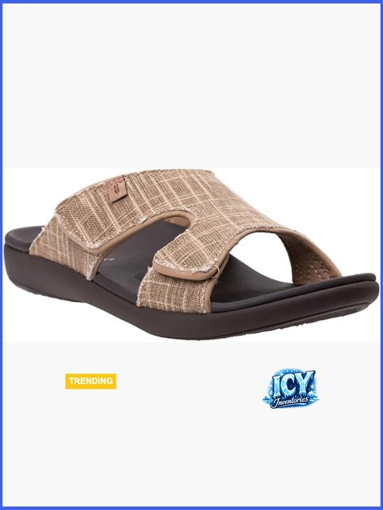 Canvas Slide Sandal Slip-On with Supportive Footbed